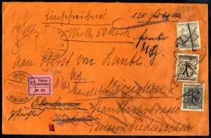 1929, Ziffernserie, Wertbrief von Waidring ... 