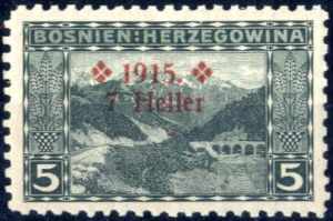 1915, 5 Heller mit rotem Aufdruck in der ... 