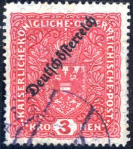 1919, Wappen 3 Kr dunkellilarot mit Aufdruck ... 