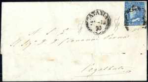 1859, lettera da Catania affrancata con 2 ... 