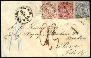 1869, Briefkuvert vom 8.3.1869 vron ... 