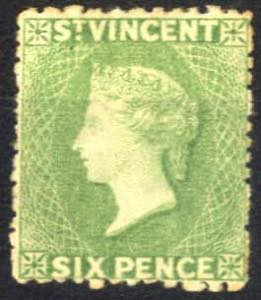1871/80, Königin Viktoria, 6 P gelbgrün, ... 