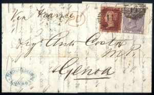 1860, Brief aus London am 27.6. nach Genua ... 