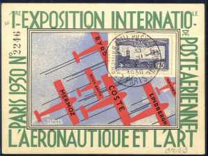 1930, Postkarte der 1° internationalen ... 