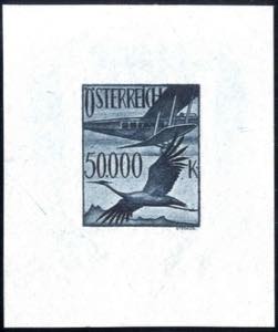 1925, Kranich 50000 Kronen, ungezähnter ... 