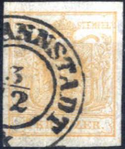 1850, 1 Kreuzer hellbraunorange Type Ia auf ... 