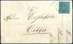 1854, lettera da Torino il 19.1 per città ... 