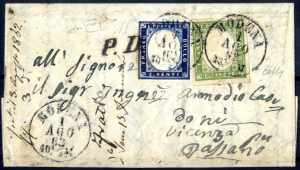 1862, lettera da Modena il 1.8 per ... 