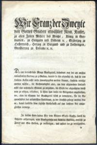 1800, Zirkular vom 15.5. von Franz dem II ... 