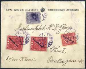 1919, Wertbrief über 20.000 Kronen mit 7 ... 