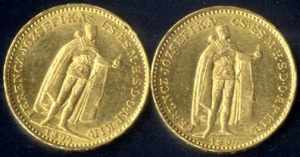1894, 20 Kronen, zwei Stück, insgesamt ... 