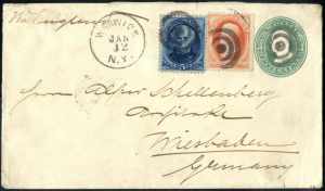 1882, postal stationary 3 c. green with ... 