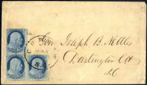 1857, envelope from Cheraw (South Carolina) ... 