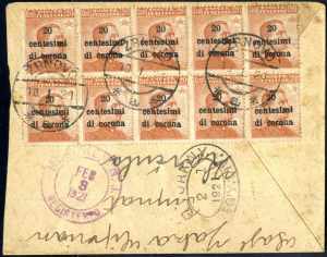 1921, raccomandata del 10.1.1921 da Zrnovo a ... 