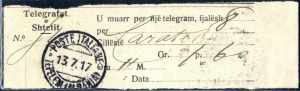 1917, ricevuta di telegramma del 13.7.1917 ... 