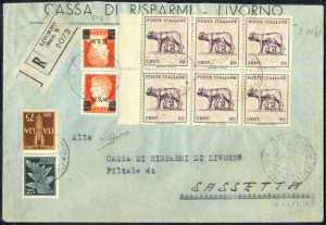 1945, raccomandata del 12.9.1945 da Livorno ... 
