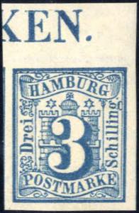 1859, 3 S. preußischblau, breitrandiges ... 