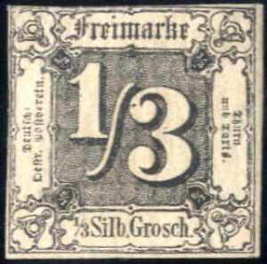 1852, 1/3 Sgr. schwarz auf hellbraunocker, ... 