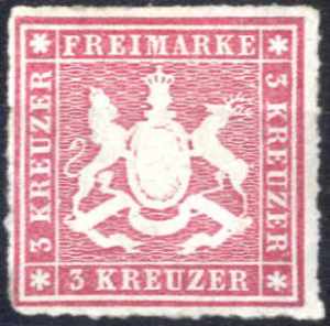 1865, 3 Kr. lilarot, Durchstich 10, ... 