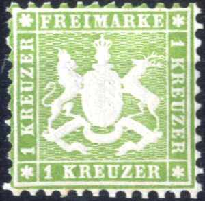 1863, 1 Kr. gelbgrün, gez. 10, postfrisch ... 