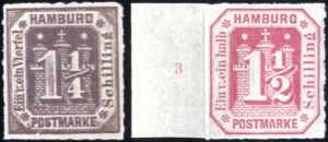 1866, 1 1/4 S. dunkelbraunviolett und 1 1/2 ... 