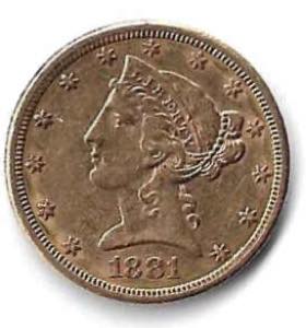 1881, 5 Dollar Liberty Head, Feingold 7,52 ... 
