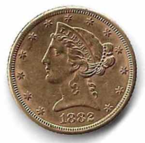 1882, 5 Dollar Liberty Head, Feingold 7,52 ... 