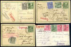 1908/15, 3 Ganzsachenkarten zu 5 Heller mit ... 