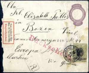 1895, eingeschriebener A.R. Ganzsachenbrief ... 