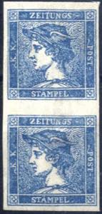 1851, 0,6 Kr. blau Type III im senkrechten ... 