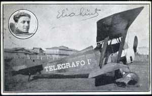 1920, Postkarte mit dem Kopfbild des Piloten ... 