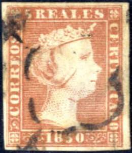 1850, 5 reales rot, gut gerandet und ... 