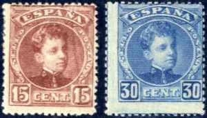 1901/5, 15 C. rotbraun und 30 C. blau, zwei ... 