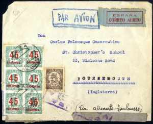 1938, Luftpostbrief von Baza am 17.7. nach ... 