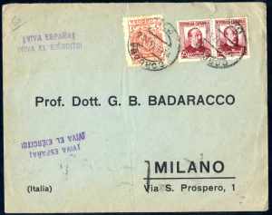 1937, 3 Briefe aus Cordoba nach Italien bzw. ... 