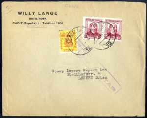 1937, Brief aus Cadiz am 5.4. nach Luzern ... 