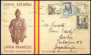 1937, Karte aus Sevilla am 1.7. nach Maribor ... 