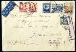 1937, Luftpostbrief vom 6.4. nach Rom mit ... 
