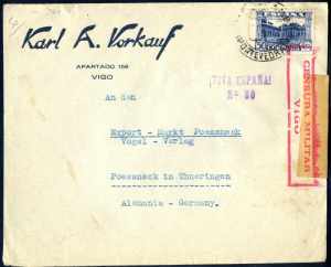 1937, 3 Briefe von Vigo nach Deutschland ... 