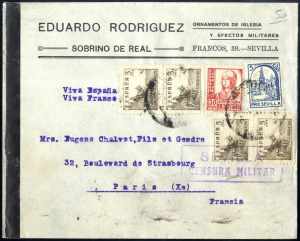 1937, 2 Briefe von Sevilla nach Deutschland ... 