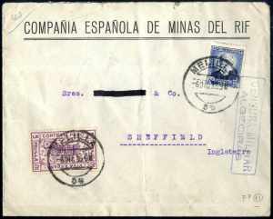 1936/38, 2 Briefe von Melilla per Flugpost ... 