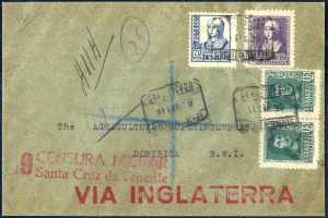 1937, Brief von Santa Cruz nach Dominica ... 