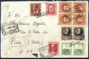 1936, eingeschriebener Brief aus Barcelona ... 