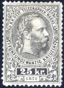 1873, 25 Kr. Telegrafenmarke im Buchdruck in ... 