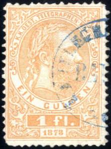 1873, 1 Fl. Telegrafenmarke im Buchdruck in ... 