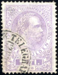 1873, 2 Fl. Telegrafenmarke im Buchdruck in ... 
