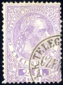 1873, 2 Fl. Telegrafenmarke im Buchdruck in ... 