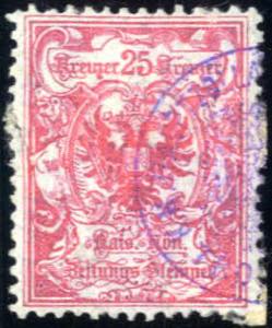 1890, 25 Kreuzer in LZ 12 1/2 mit violettem ... 