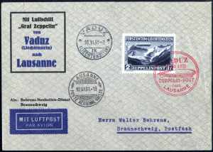 1931, Zeppelin Vaduz-Lausanne mit rotem ... 