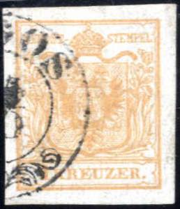 1850, 1 Kreuzer braunorange in Type Ia auf ... 